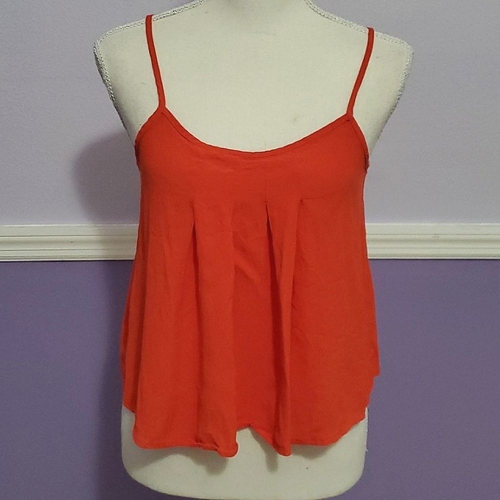 Forever 21 Orange Gauzy Strappy Flowy Cropped Beachy Cami Top M